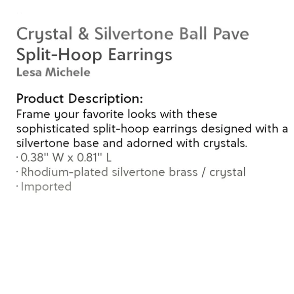 LESA MICHELE Crystal & Silvertone Ball Pavé Split Hoop Earrings - Picture 10 of 13